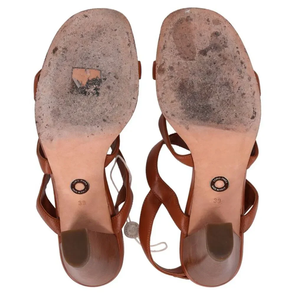 Loro Piana Ankle Strap Sandals in Brown Leather